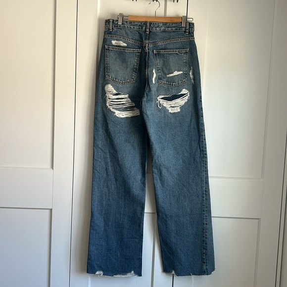 Zara Distressed Wide Leg Long Jeans | 10 - Picture 2 of 6